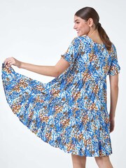 Roman Blue Abstract Print Tiered Smock Dress - Image 2 of 5
