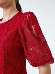 Roman Red Cotton Blend Lace Bell Sleeve Dress - Image 5 of 5