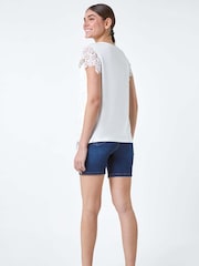 Roman White Floral Lace Sleeveless Top - Image 3 of 5