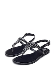 Moda in Pelle Tone Otalia Toe Post Jewel Trim Sandals - Image 2 of 4