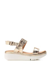 Moda in Pelle Tone Nelly Two Part Flexi Ring Hardware Wedge Sandals - Image 1 of 4