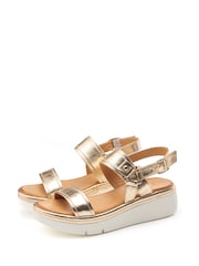 Moda in Pelle Tone Nelly Two Part Flexi Ring Hardware Wedge Sandals - Image 2 of 4