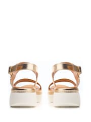 Moda in Pelle Tone Nelly Two Part Flexi Ring Hardware Wedge Sandals - Image 3 of 4