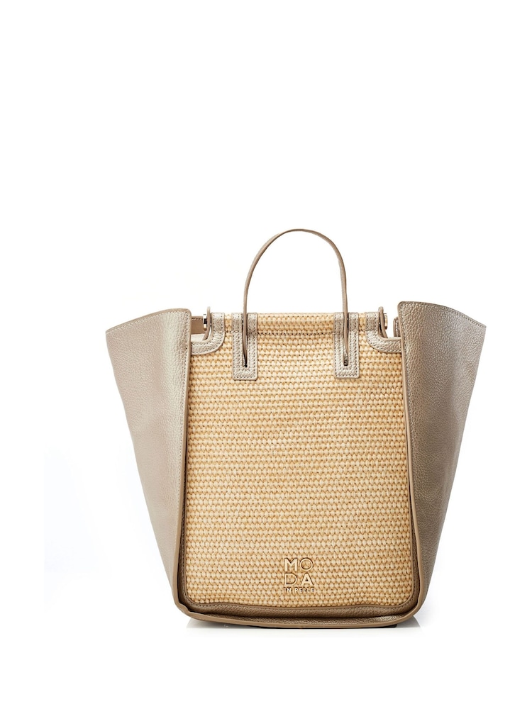 Moda in Pelle Gold Tone Phoenix Tote Material Mix Large Tote Bag - Image 1 of 4