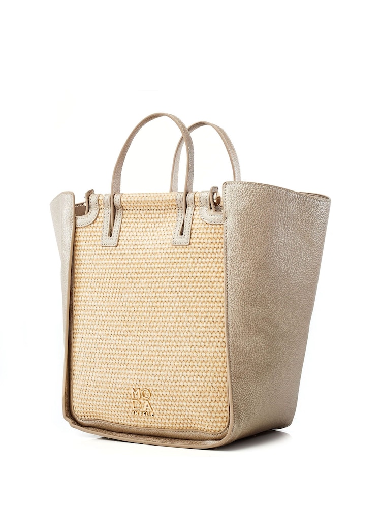 Moda in Pelle Gold Tone Phoenix Tote Material Mix Large Tote Bag - Image 2 of 4