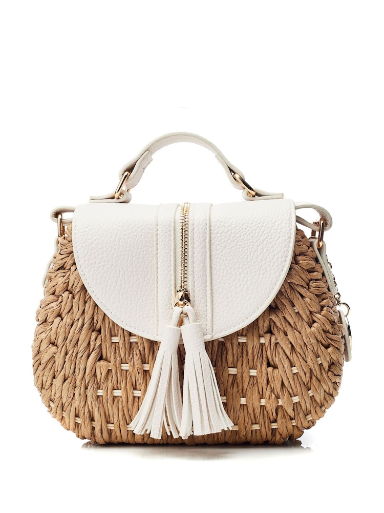 Moda in Pelle Ravello Basket Weave White Bag - Image 1 of 4 Moda in Pelle Ravello Basket Weave White Bag - Image 1 of 4