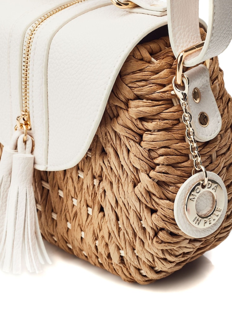 Moda in Pelle Ravello Basket Weave White Bag - Image 4 of 4 Moda in Pelle Ravello Basket Weave White Bag - Image 4 of 4