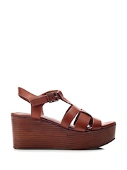 Moda in Pelle Quizette Woven T-Bar Stacked Wedges - Image 1 of 4