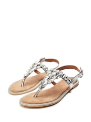 Moda in Pelle Tone Otalia Toe Post Jewel Trim Sandals - Image 2 of 4