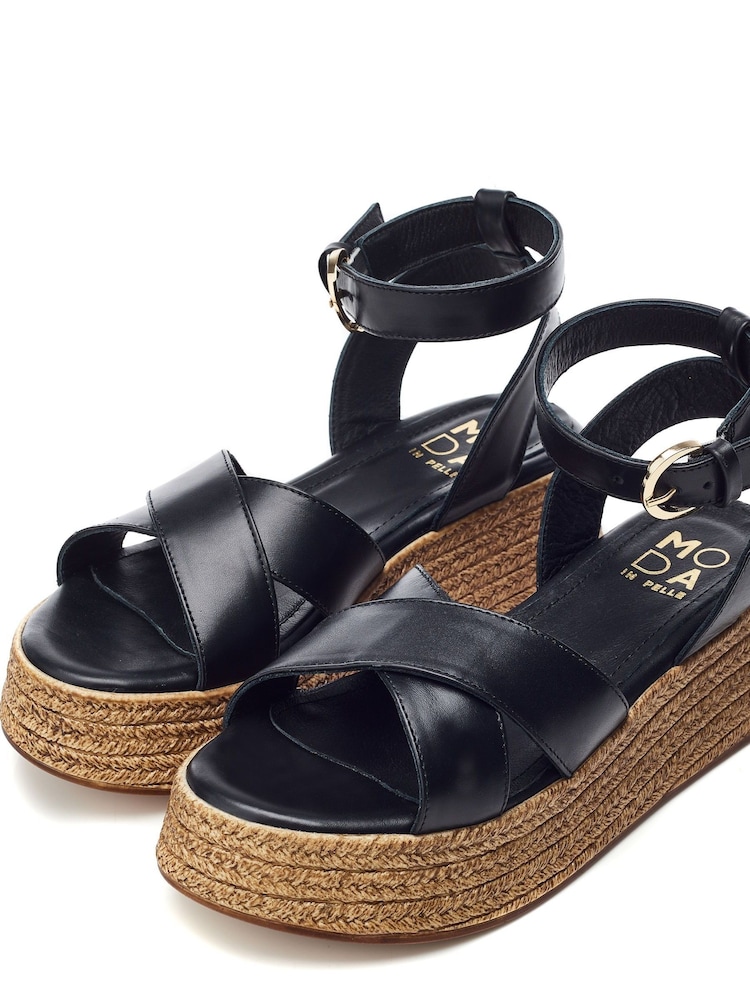 Negro - Moda in Pelle Pashyn Wedge Srappy Sandals - Imagen 2 de 4 Negro - Moda in Pelle Pashyn Wedge Srappy Sandals - Imagen 2 de 4