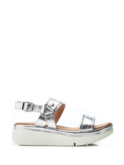 Argint/Argintiu - Sandale cu platformă Moda in Pelle Tone Nelly din două părți cu inel flexibil și elemente metalice - Imaginea 1 din 4