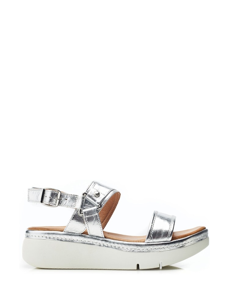 Moda in Pelle Tone Nelly Two Part Flexi Ring Hardware Wedge Sandals - Image 1 of 4