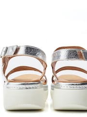 Moda in Pelle Tone Nelly Two Part Flexi Ring Hardware Wedge Sandals - Image 3 of 4