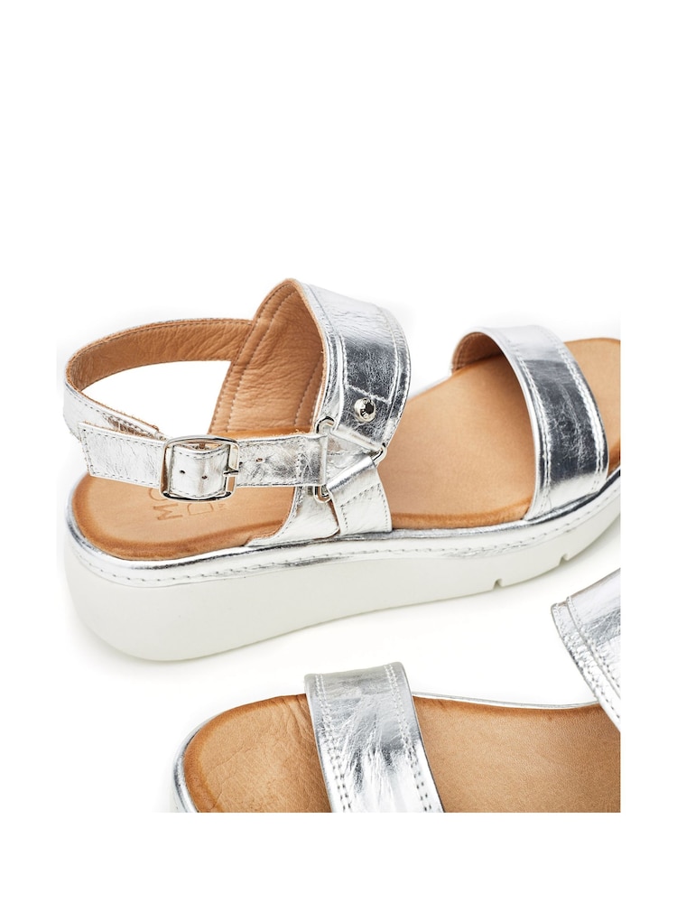 Moda in Pelle Tone Nelly Two Part Flexi Ring Hardware Wedge Sandals - Image 4 of 4