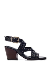 Moda in Pelle Mayley Asymmetrical Studded Western Black Sandals - Image 3 of 6