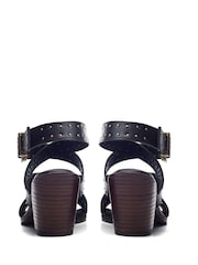 Moda in Pelle Mayley Asymmetrical Studded Western Black Sandals - Image 5 of 6