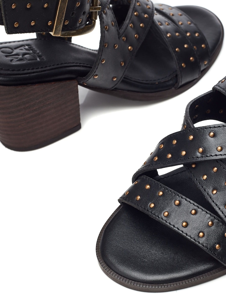 Moda in Pelle Mayley Asymmetrical Studded Western Black Sandals - Image 6 of 6