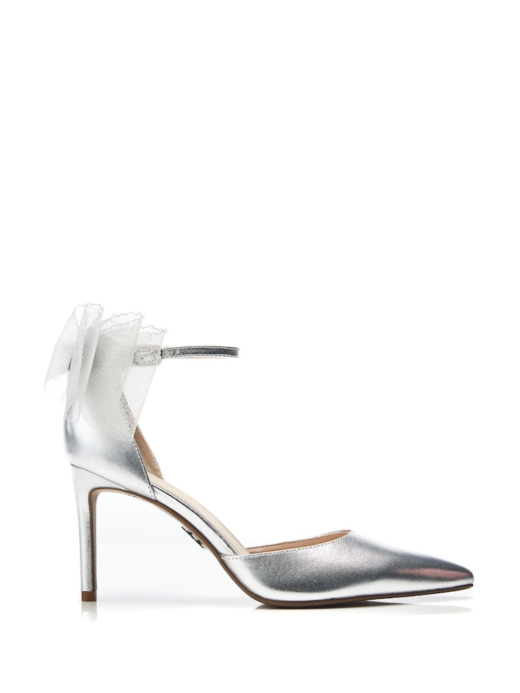 srebrna (barva); srebro - Moda in Pelle Jazlyne Stilletto Pointed čevlji s pentljo Trim - Slika 1 iz 5