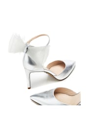 srebrna (barva); srebro - Moda in Pelle Jazlyne Stilletto Pointed čevlji s pentljo Trim - Slika 5 iz 5