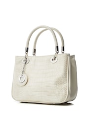 Moda in Pelle Mallie Mini Croc Print White Tote Bag - Image 2 of 4