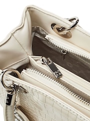 Moda in Pelle Mallie Mini Croc Print White Tote Bag - Image 4 of 4