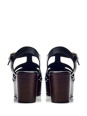Moda in Pelle Quizette Woven T-Bar Stacked Wedges - Image 3 of 4