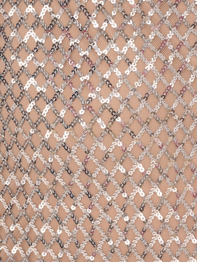 Adrianna Papell Silver Column Sequin Gown - Image 7 of 7