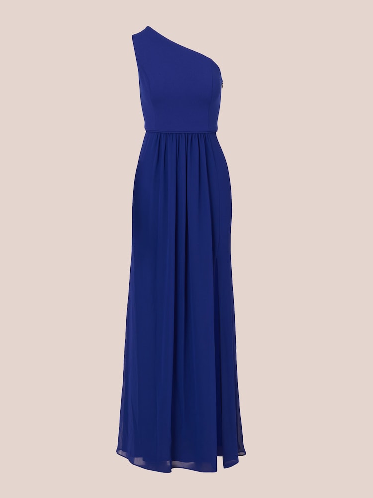 Dunkelblau - Adrianna Papell One Shoulder Chiffon-Kleid - Bild 7 von 7