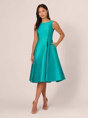 Adrianna Papell Green Sleeveless Tea Length Dress - Image 1 of 7