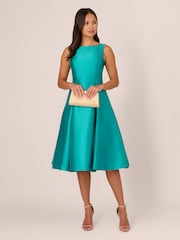 Adrianna Papell Green Sleeveless Tea Length Dress - Image 4 of 7