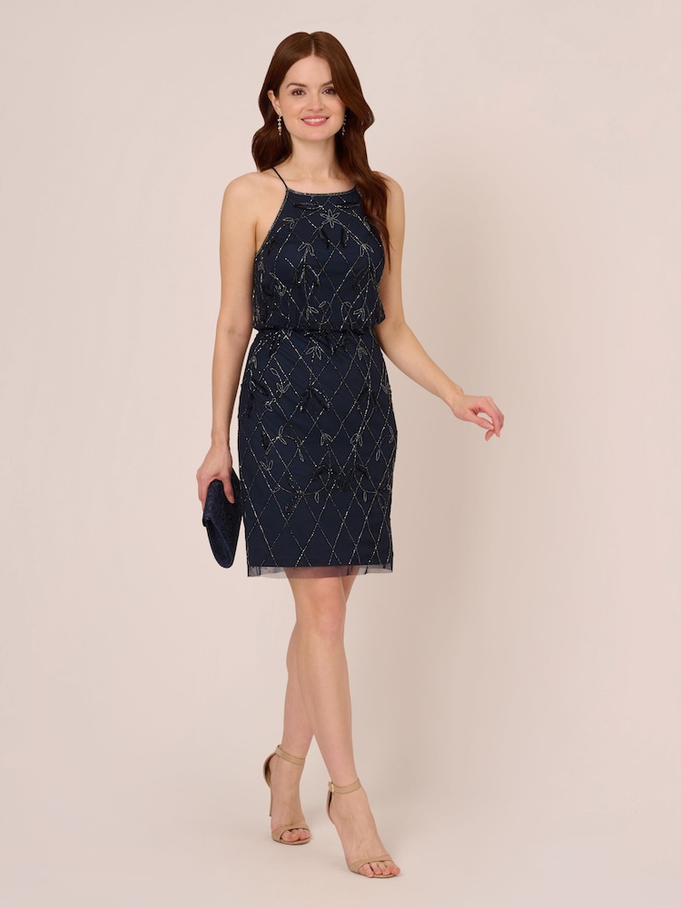Adrianna Papell Blue Studio Beaded Blouson Dress - Image 3 of 7