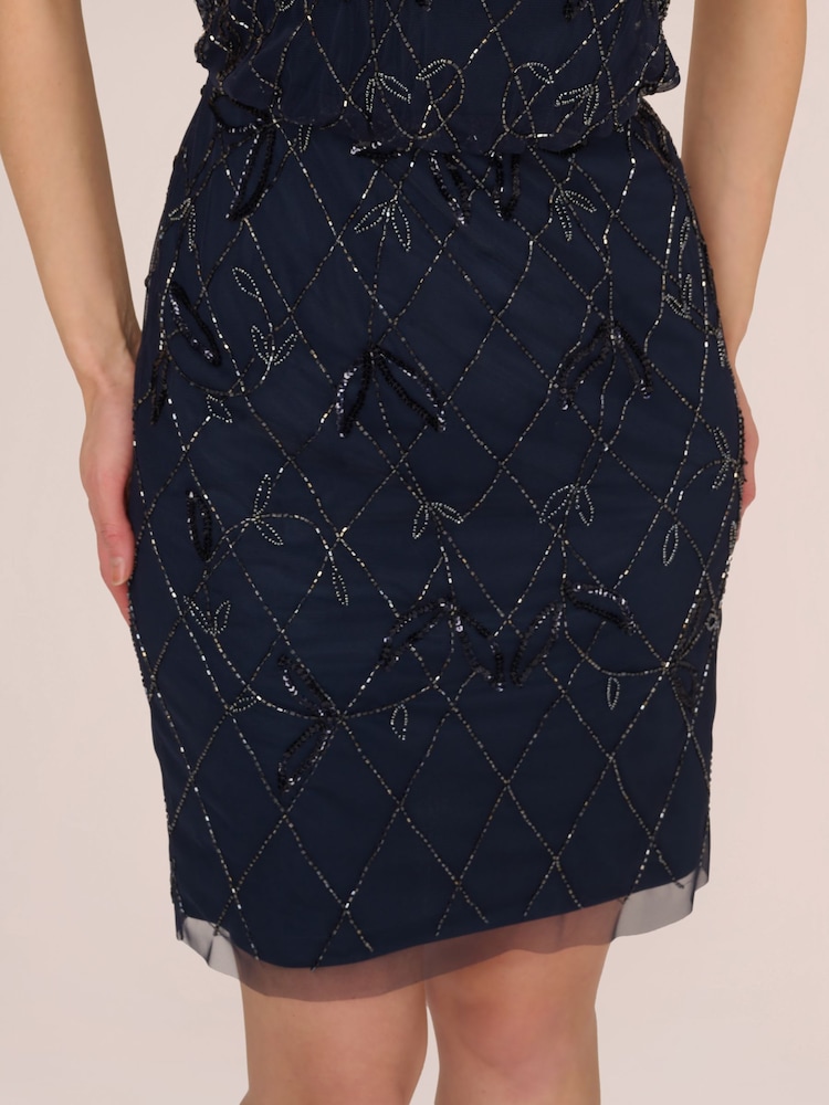 Adrianna Papell Blue Studio Beaded Blouson Dress - Image 5 of 7