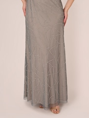 Adrianna Papell Silver Bead Halter Blouson Dress - Image 5 of 7