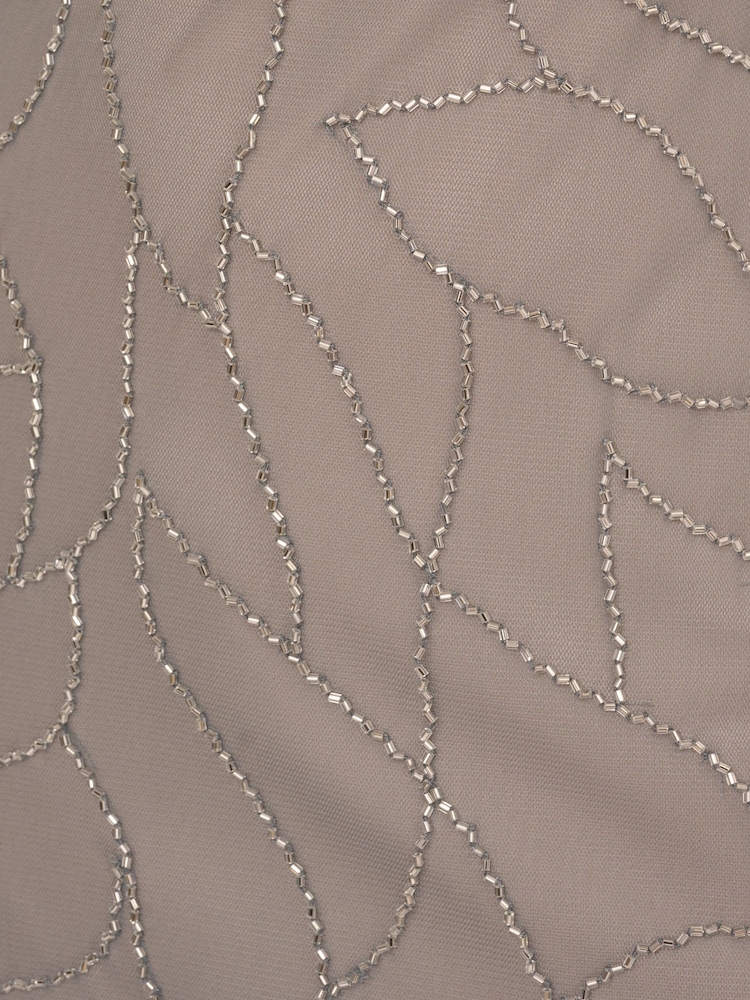 Adrianna Papell Silver Bead Halter Blouson Dress - Image 7 of 7 Adrianna Papell Silver Bead Halter Blouson Dress - Image 7 of 7