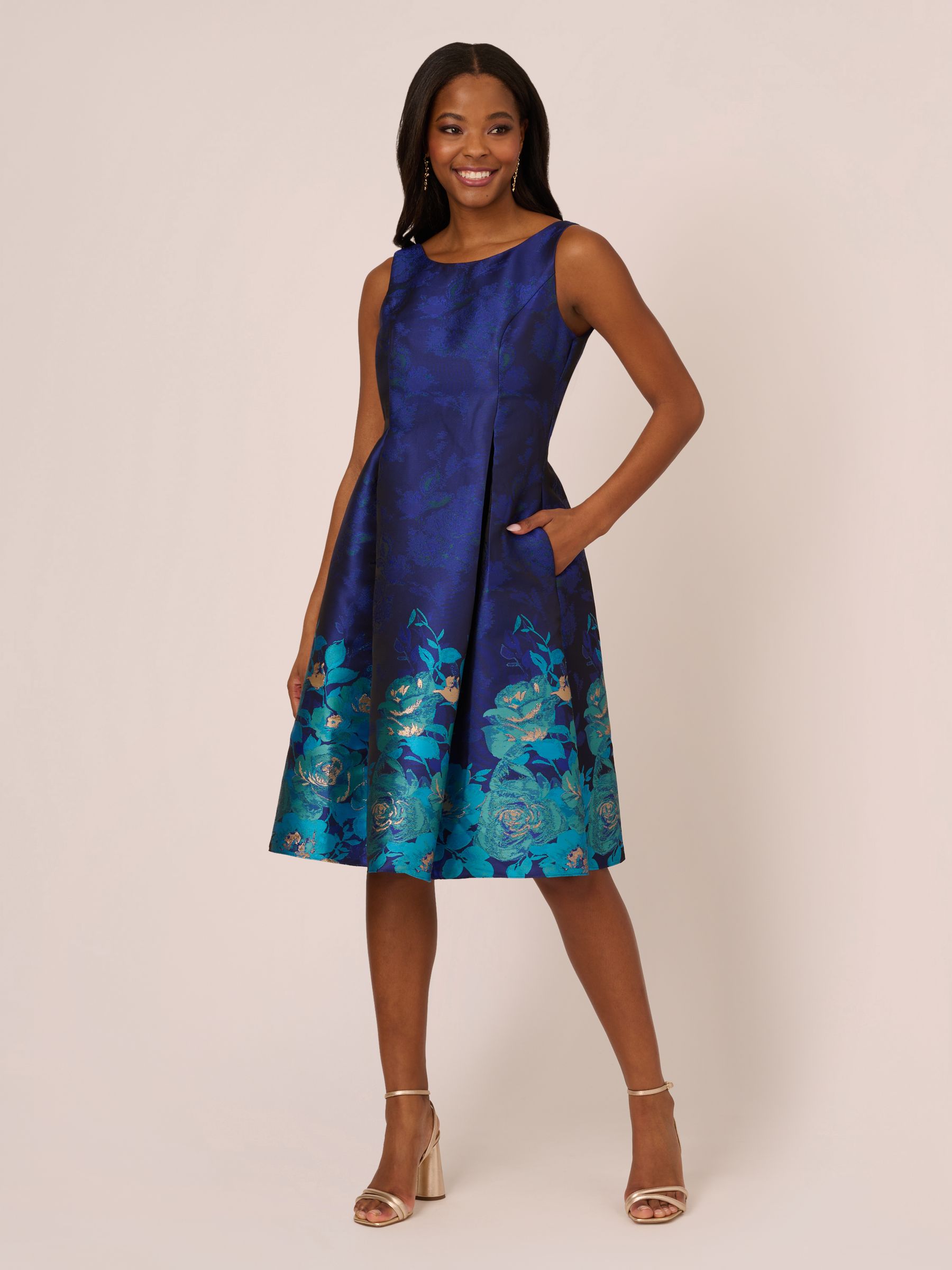 【海外限定】AdriannaPapell ☆ドレスBlue Jersey Jacquard Ankl Buy Adrianna Papell Blue Border Jacquard Dress from Next