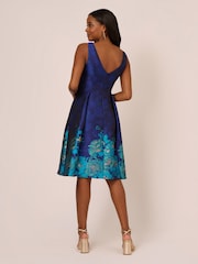 Adrianna Papell Blue Border Jacquard Dress - Image 2 of 7
