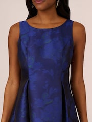 Adrianna Papell Blue Border Jacquard Dress - Image 4 of 7