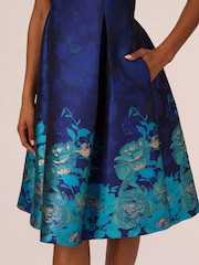 Adrianna Papell Blue Border Jacquard Dress - Image 5 of 7