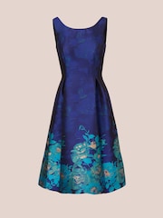 Adrianna Papell Blue Border Jacquard Dress - Image 6 of 7