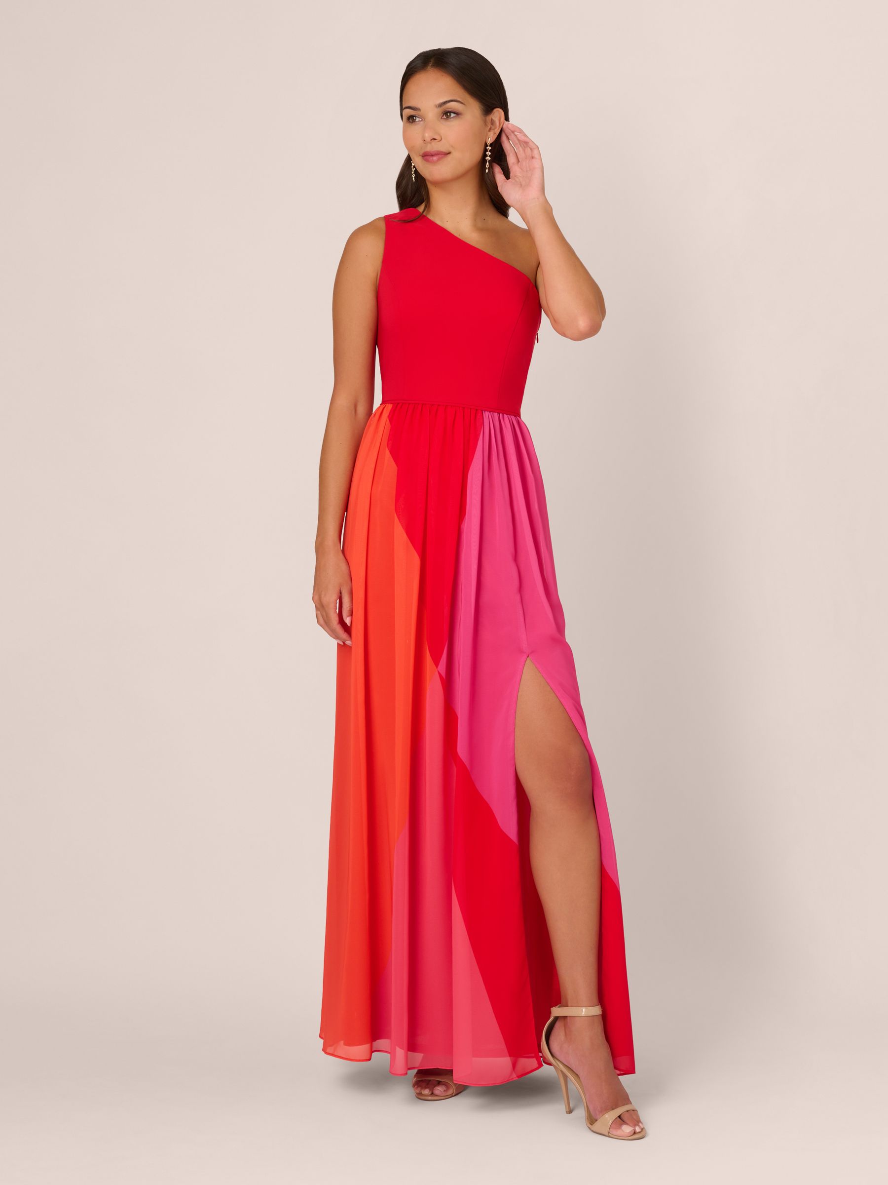 Red color block dress cheap
