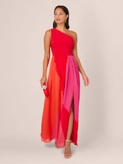 Adrianna Papell Red Color Block Chiffon Dress - Image 3 of 7