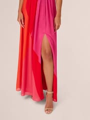 Adrianna Papell Red Color Block Chiffon Dress - Image 5 of 7