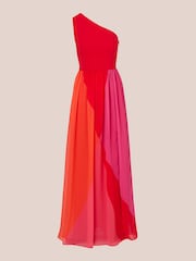 Adrianna Papell Red Color Block Chiffon Dress - Image 6 of 7