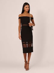 Adrianna Papell Knit Crepe Midi Black Dress - Image 3 of 7