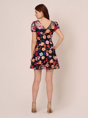 Adrianna Papell Embroidered Flounce Black Dress - Image 2 of 7