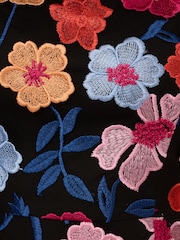 Adrianna Papell Embroidered Flounce Black Dress - Image 7 of 7