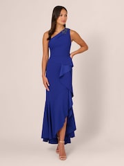 Adrianna Papell Blue Studio Beaded Knit Crepe Gown - Image 1 of 7