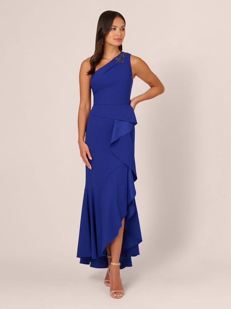 Adrianna Papell Blue Studio Beaded Knit Crepe Gown - Image 1 of 7
