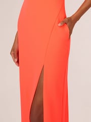 Adrianna Papell Orange Stretch Crepe Gown With Slit - Image 4 of 7