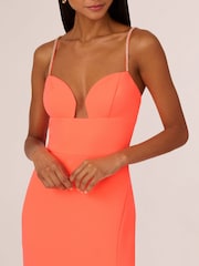 Adrianna Papell Orange Stretch Crepe Gown With Slit - Image 5 of 7
